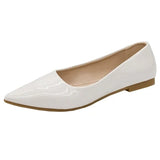 Women Pointed Toe Patent Leather Yellow Wine Red Lady Fashion Flats Candy Color Flat Sole Flat Heel Shoes Large Size 43