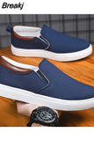 Men Canvas Slippers Male Loafers Casual Flat Canvas Black Spring Summer Plus Size 45