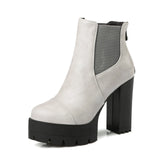 Breakj High Heel Plus Size Waterproof Martens Fall Winter Women's Boots Back Zip