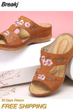 Women Wedge Sandals Premium Orthopedic Open Toe Slipper Vintage Anti-slip Leather Casual Female Platform