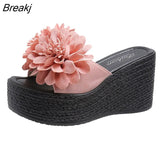 Heels Summer Beach Platform Women Wedge Slippers Appliques Butterfly-knot Female Sandals Clog Shoes Slides Women