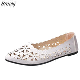 Women Hollow Flats Sandals Soft Ballet Shoes Female Fashion Casual PU Flats Slip On Breathable Comfort Ladies