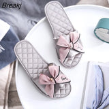 New Summer Fashion Women Indoor Slippers Butterfly-knot Light Flats Open Toe Home Slides Causal Comfortable