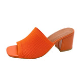 Breakj New Women's Shoes Fashion Word Drag Coarse And Knitted Wool High Heel Square Cool