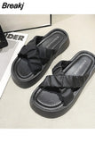 Slippers Flat Slipers Women Med Slides Fashion Platform Soft 2023 Luxury PU Rome Retro Basic House Slippers Platform
