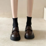 Style Thick-Soled Leather Shoes Autumn 2023 New One-Foot Jk Single Shoes Muffin Bottom Love Shoes Round