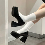French Retro Women Shoes with High Heel Square Head Mary Jane Shoes High Heel Pumps Women's Party Shoes Work Dress