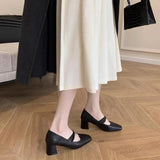 Women Pumps New Fall Women Shoes Square Toe Chunky Heel Ladies Dress Shoes Heels Retro Shoe for Pump