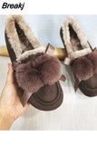 Shoes Women Casual Female Sneakers Loafers Fur Autumn Metal Chain Flats Modis Round Toe Retro Moccasin Fall Buckle