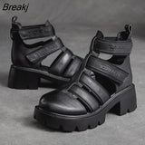Genuine Leather Retro Women Shoes Summer Sandals 2022 New Hook & Loop Handmade Concise Leisure Platform