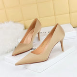 Breakj Korean Version Of Fashion Simple Versatile High Heels Fine Heel High Heel Shallow Pointed Spring Silk Satin Women's Single
