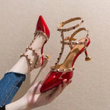 Rivet High Heels Pumps Women's Thin Heel Pointed Single Shoes Women's New 2023 Sexy Women's Shoes