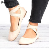Heel Matte Round Toe Women's Ankle Strap Hollow Single Shoes Ballet Flats Spring 2023 Ladies Fashion Comfortable Female
