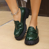 Breakj Thick-Bottomed Coarse Heel Leuk-F Wind Small Leather Shoes Spring And Autumn New Retro One-Legged Single