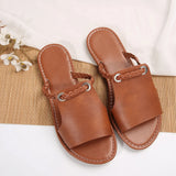 Breakj 2025 Summer New Women's Woven Simple Daily Beach Slippers Flat