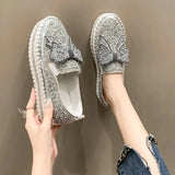 Women Crystal Shoes 2023 spring Fashion Bing Lace Up Ladies Casual Shoes Comfortable Round Toe Platform Sneakers white