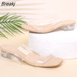 Summer Women Sandals Shoes Luxury Beach Ladies Clear Sandal Comfortable High Heels Woman Transparent Medium Heel