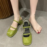 Sandals Mary Jane Shallow Mouth Comfort Shoes for Women Summer Heels Med Pointed Girls High Spring Retro Medium