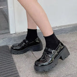 shoes platform High Heels Shoes Women Pumps Patent Leather Platform Shoes Woman Round Toe Mary Jane Shoes chunky