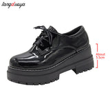 Heels Loafers Women 2024 Spring British Style Thick Heels Oxfords Shoes Woman Black Jk Uniform Shoes Mary Janes