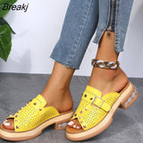 Women Sandals 2022 Ladies Summer Slippers Women High Heels Sandals Fashion Riveting Summer Shoes Women Zapatos De Mujer