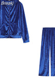 Juicy Diamonds Tracksuit Women Velvet Zipper Long Sleeve Hooded Crop Top And Skinny Pants Two Piece Set Fashion