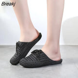 Women Slippers Mules Shoes Woman Closed Toe Breathable Flip Flops Hollow Light Lace Up Outdoor Flats Sandals Beach