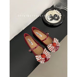 Jane Shoes French Designer Women Shoe Spring New Vintage Single Shoe Simple Red Leather Shoe Elegant Woman Shoe Low