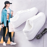 Breakj White Shoes Female Students Korean Version Is Very Spring And Autumn Leather Flat Shoes Sneakers Breathable Women's Board