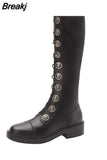 Winter Knee High Shaft Shoes for Woman White Women's Boots Middle Heel Round Toe Long Boot Work Cosplay Gyaru