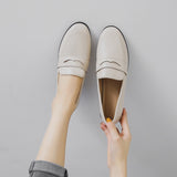 woman oxford shoes chunky heels loafers slip on brogues round toe all-match moccasins women leather derby shoes