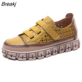 2023 New Handmade Genuine Leather Women Sneakers Casual Shoes For Women Flat Shoes Ladies Hollow Loafers Zapatos