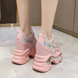 White Laser Chunky Sneakers Women Spring Autumn Fashion Platform Shoes Woman Fashion Thick Sole Hidden Heels Sports