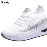Heels Fashion Sneakers for Women Breathable Spring Platform Lace Up Fashion Causal Vulcanized Footwear Chunky Luxury