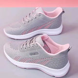 New Woman Sports Shoes Fashion Breathable Mesh Vulcanized Shoes Women Flat Casual Shoes Outdoor Lace Up Training