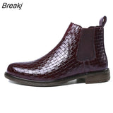 New Fashion Low Cut Crocodile Pattern Leather Suit Boots Mens Slip-on Business Botas Male Solid Color Formal Dress