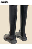 Long Women's Boots Brown Winter Knee High Shaft Shoes for Woman Platform Elegant with Low Heels 2023 New in