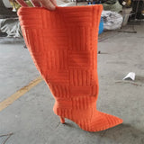 Brand Autumn Winter Knee High Boots Women Sexy Party Mature Thin High Heels Women's Boots Flock INS Club Female Trendy