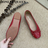 Brand Flats Ballet Women Shoes Classic Round Toe Flat Ballerina Female Bow Casual Slip On Loafer Soft Moccasin Fashion