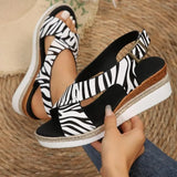Women's Wedges Sandals Ladies Summer Casual Platform Fashion Open Toe Print Rome Sandals Female Beach Sandals Sandalias De
