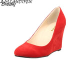 Sexy Pointed Wedge High Heels Women Pumps Faux Suede Spring Autumn Wedding US Size 5-10 Black Office Lady