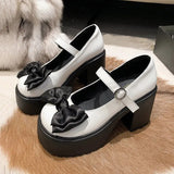 mary jane shoes White Pumps for Women High Heels Buckle Strap Mary Jane Shoes Woman Goth Thick Heeled Party Shoes