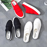 New Women Canvas Shoes for Summer Female Canvas Slingbacks Slip on Hook Loop Solid Colors Students Casual Shoes Size