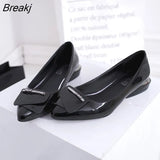 Elegant Red Pointed Toe Flat Shoes Women Patent Leather Flats Fashion Slip On Ladies Shoes Lady Slip On Ballet Office