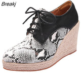 High Heels Women Wedges Shoes Serpentine Style Elegant Women Pumps Brand Ladies Wedge Heel 10cm Plus Size 42