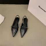 Pointed Toe Sandals Women 2023 Summer New Ankle Buckle Fashion Temperament Flat Comfortable Women's Solid Sandalias