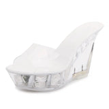 Footwear Sliper Confortable For Women Shoes Summer Crystal Sexy High Heel 10.5cm Rose Flower Platform Ladies