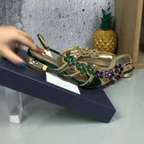 Women's Sandals 2024 New High-Heeled White Crystal Wedding Shoes With Diamond Cheongsam Open Toe Bohemiaro Size