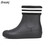 on Rain Shoes for Women Ankle Boots Fashion Outdoor Non-slip Platform Rain Boots Garden Galoshes Woman Work Rubber