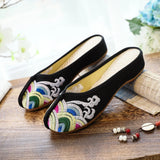 Breakj Spray Embroidered Cloth Shoes Retro Women's Cloth Slippers